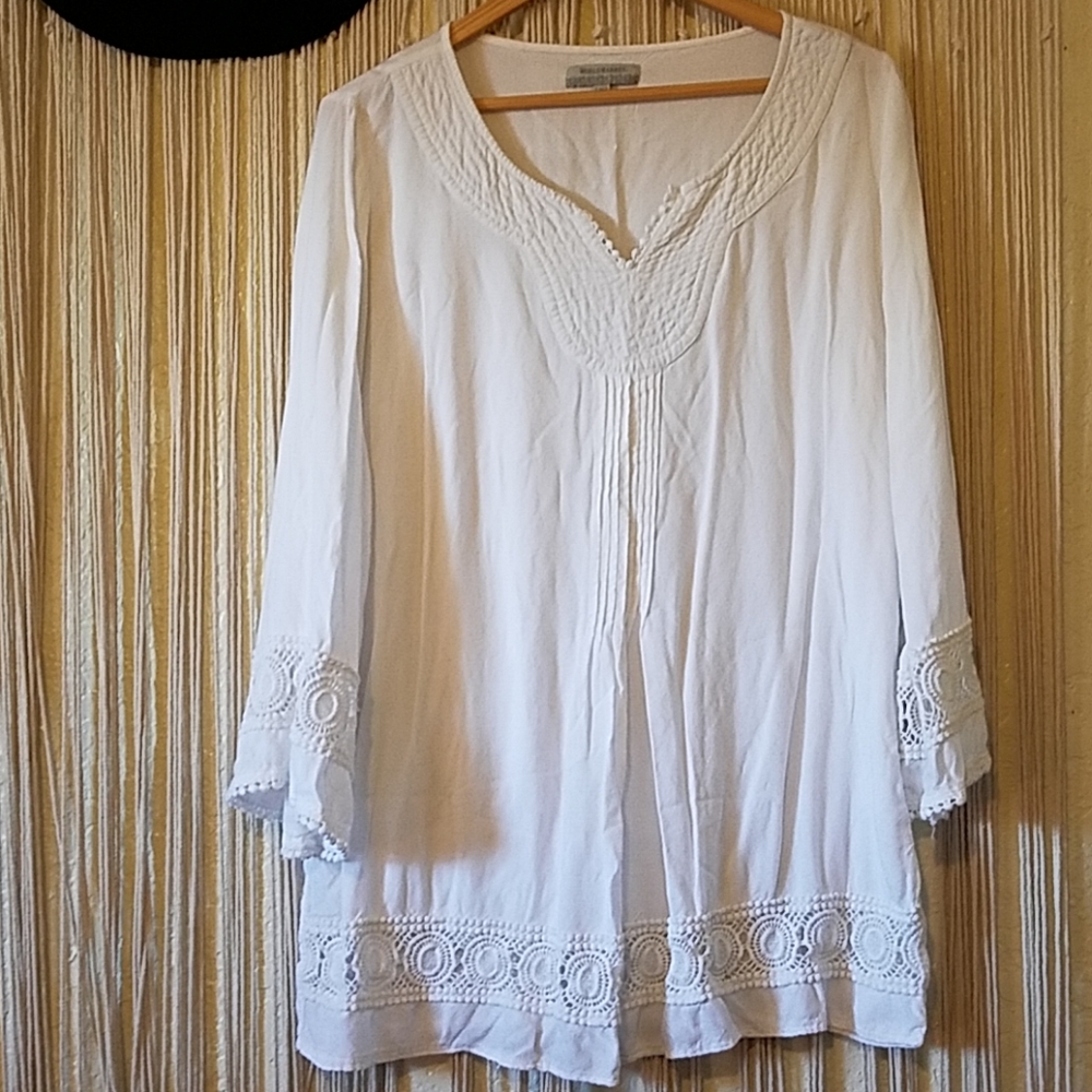 World Market detailed tunic in white